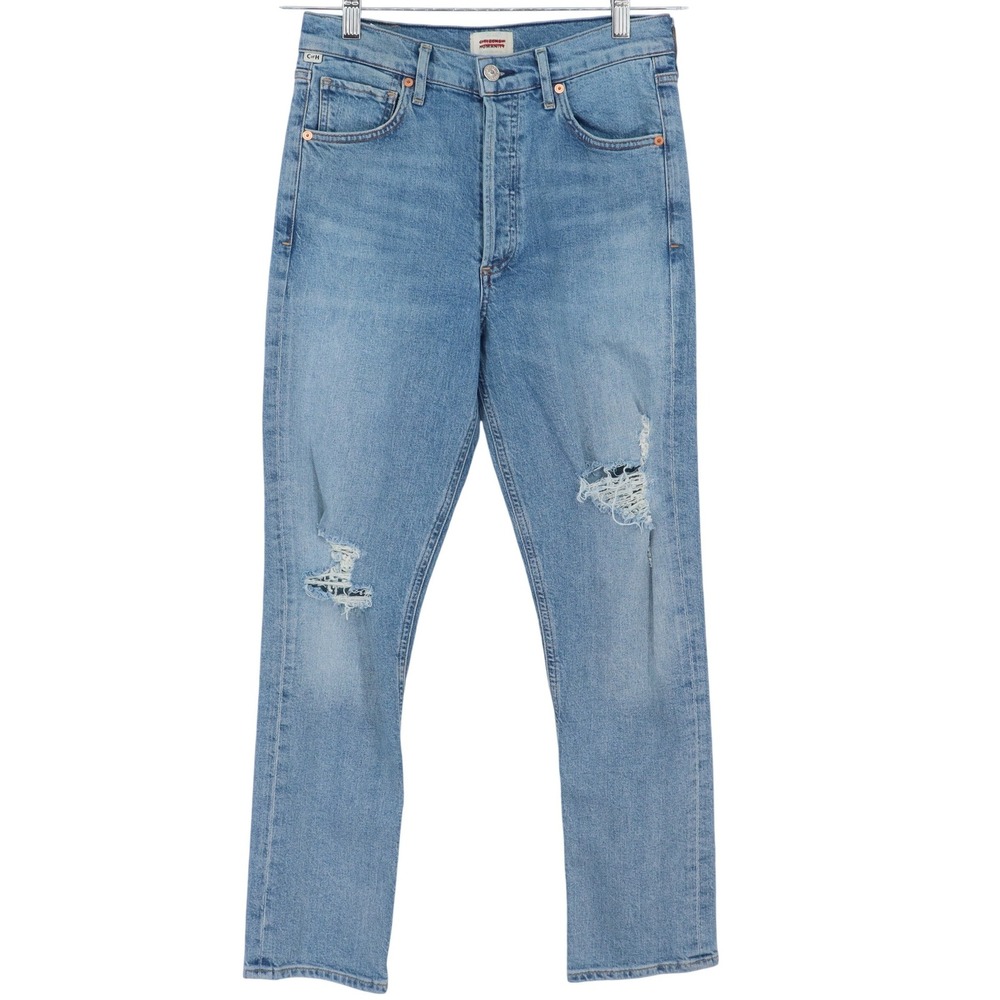 Citizens of Humanity Charlotte High Rise Straight Leg Distressed Jeans 26 Blue